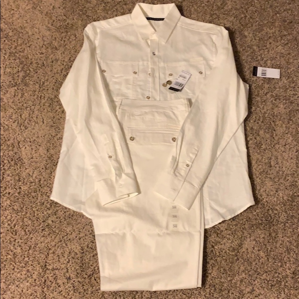 Sean John White Linen Shirt and Pants